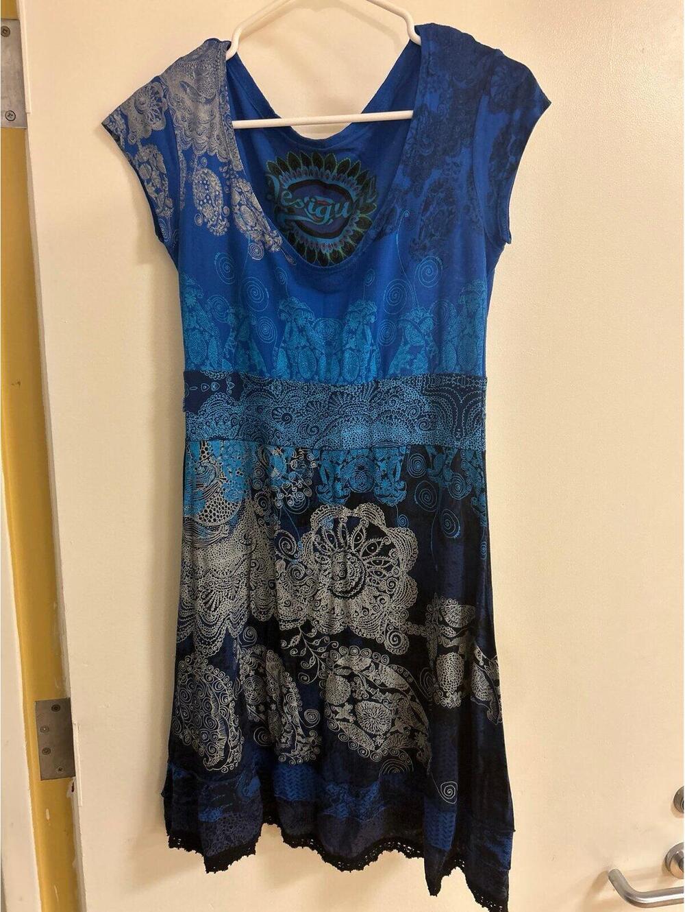 Desigual Blue and Black Paisley Swirl short-sleeve dress.